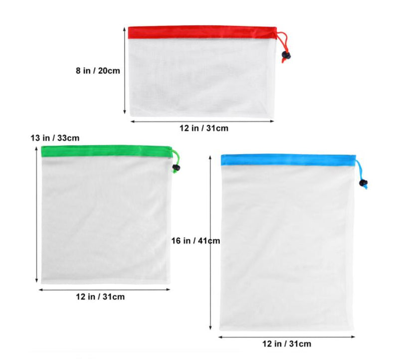 12pcs/lot Reusable Mesh Produce Bags Washable Eco Friendly Bags for Grocery Shopping Storage Fruit Vegetable Toys Sundries