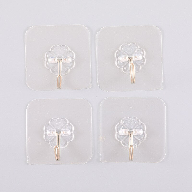 6pcs Transparent Strong Self Adhesive Door Wall Hangers Towel Mop Handbag Holder Hooks For Hanging Kitchen Bathroom Accessories