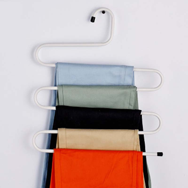 5 Tier Iron Racks S Shape Trousers Hanger Clothing Wardrobe Storage Organization Drying Hanger 1PC