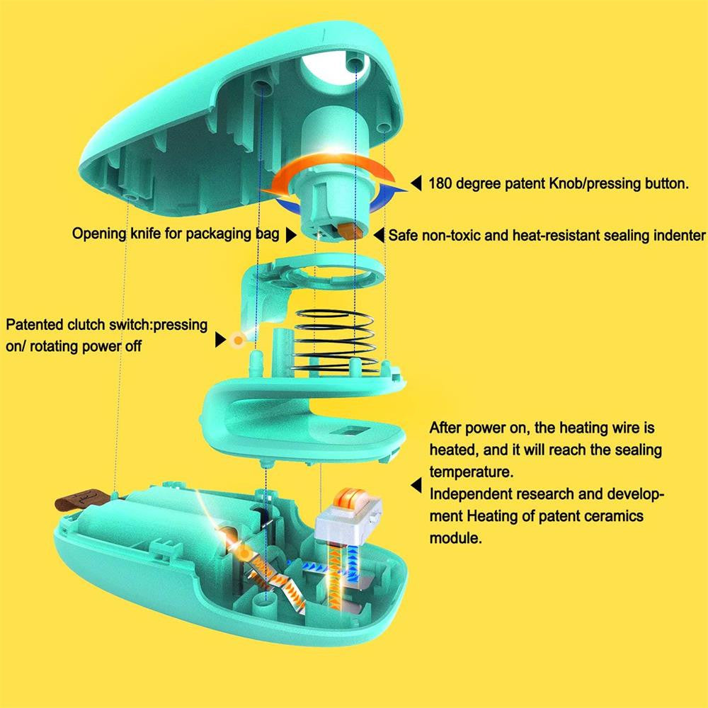 2 in1 Mini Portable Handheld Heat Sealer Useful Blue Plastic Sealing Bag Cutter Resealer Heat Sealing Machine Vacuum Packing