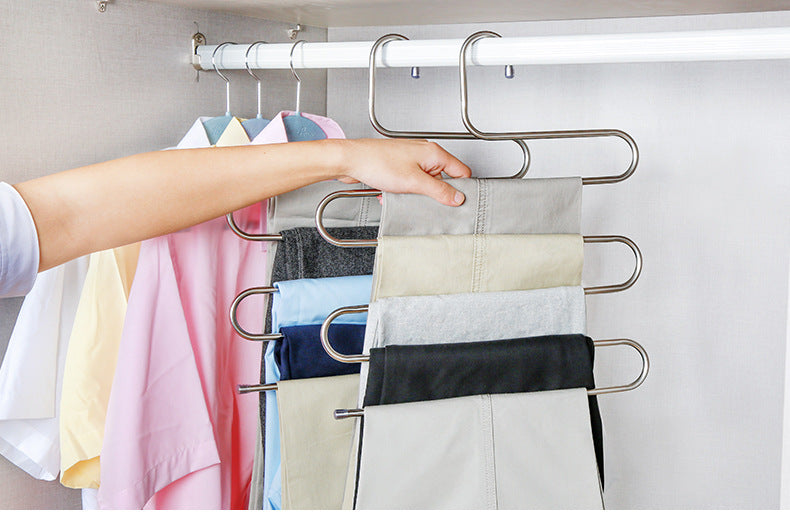 5 layers S Shape MultiFunctional Clothes Hangers Pants Storage Hangers Cloth Rack Multilayer Storage Cloth Hanger 1PC