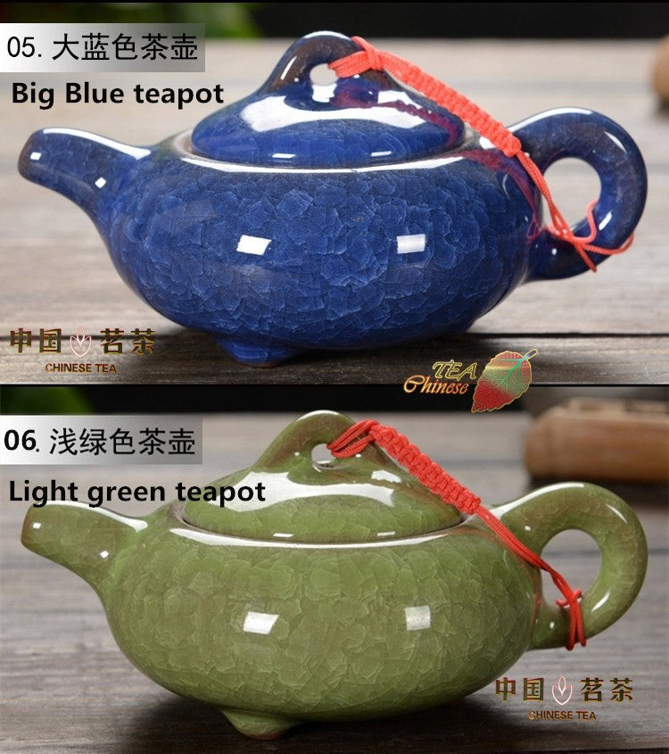CJ238 Different Colours Handmade Chinese Traditional Calving Glaze Ceramic Tea Service Pottery Teapot Kettle Chinaware