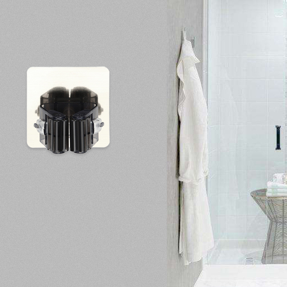 Multifunctional Traceless Sucker Hook Mop Holder Wall Mounted Kitchen Bathroom Suction Cup Rag/Broom/Mop Rack Storage Holder