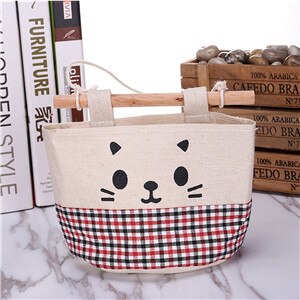Retro Style and Water Proof Design New Cotton Cartoon Cat Hanging Storage Bag