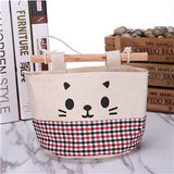 Retro Style and Water Proof Design New Cotton Cartoon Cat Hanging Storage Bag
