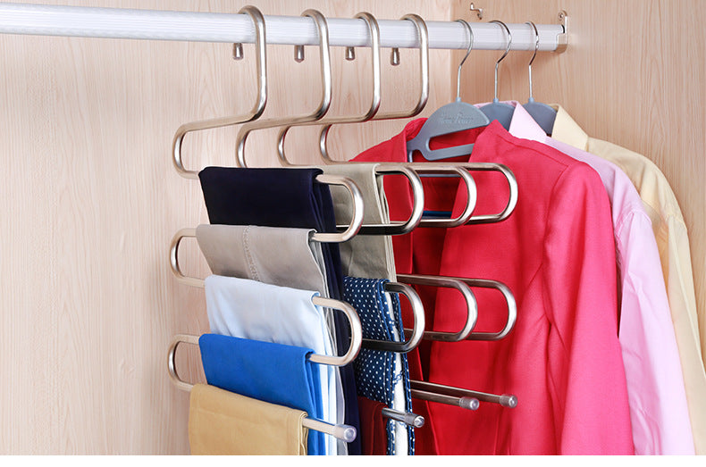 5 layers S Shape MultiFunctional Clothes Hangers Pants Storage Hangers Cloth Rack Multilayer Storage Cloth Hanger 1PC