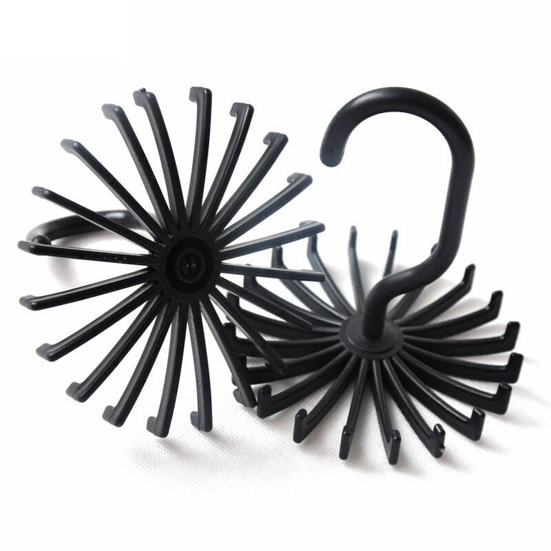 Neck Tie Holder Space Saving Multifunction 1 PC Plastic 20 Hooks 360 Degree Rotating Belt Rack Neck Tie Hanger