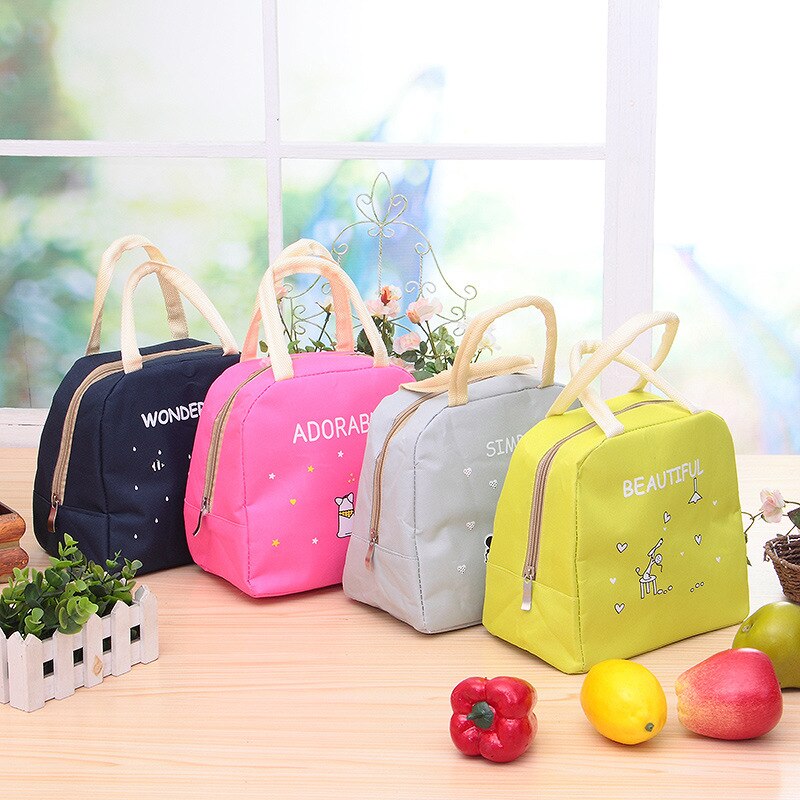 Lunch Bag kitchen organizer Oxford Cloth Cartoon Print Handy Thickness Insulated Picnic School Lunch Bags Storage Bag E5M1