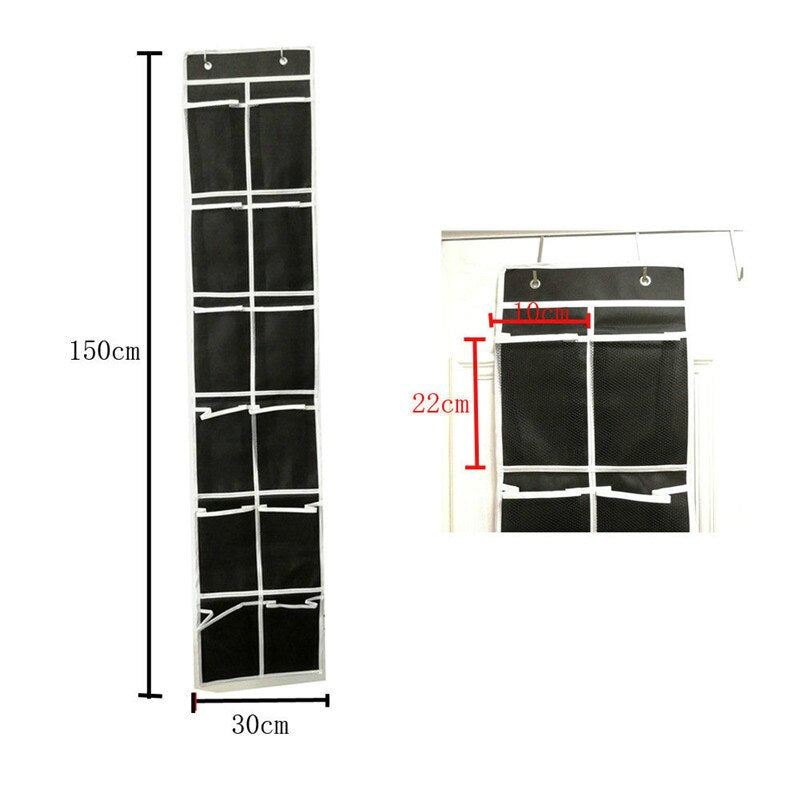 12/24Pocket Over the Door Shoe Organizer Hanging Organizers Space Saver Rack Hanging Storage Hanger