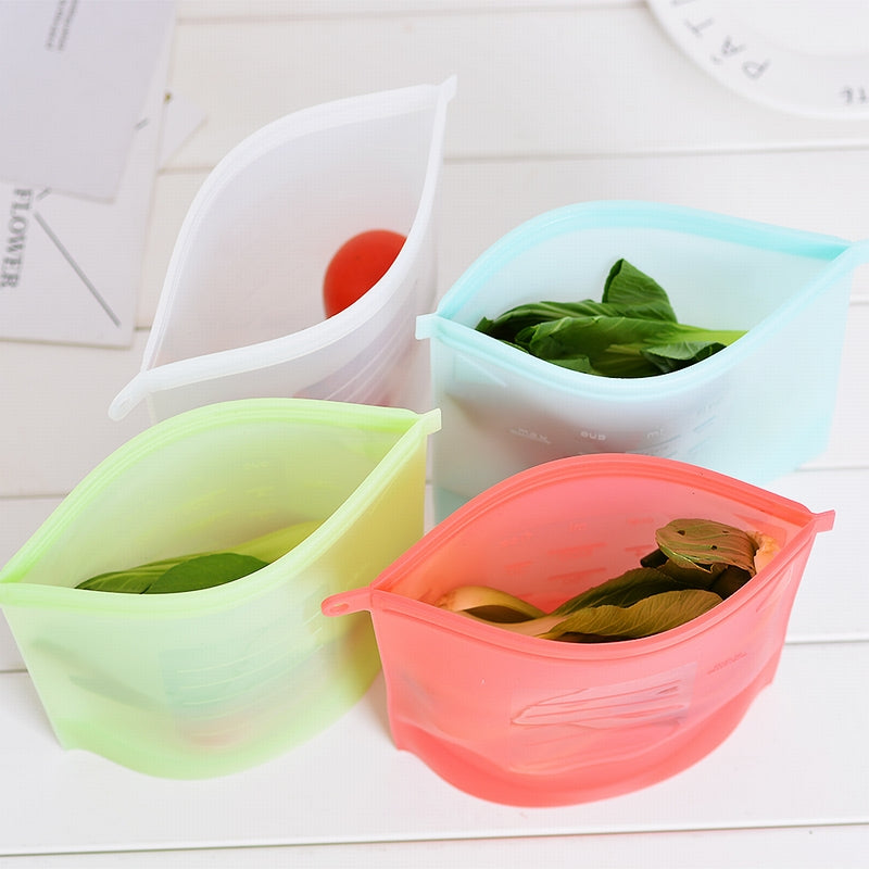 Reusable Silicone Vacuum Seal Food Fresh Bag Fruit Meat Milk Storage Containers Refrigerator Bag Kitchen Organizer