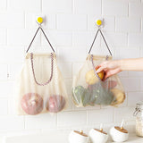 Reusable Produce Fruit Vegetable Bags Cotton Mesh Storage Bags for Potato Onion Market bag Shopping Bag Home Kitchen Organizer