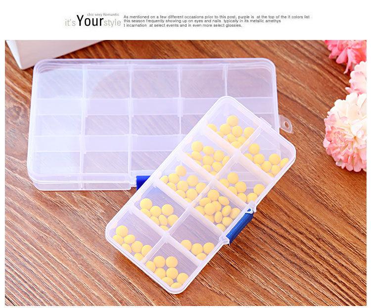 Practical Adjustable 10/15/24 Compartment Plastic Storage Box Jewelry Earring Bead Screw Holder Case Display Organizer Container