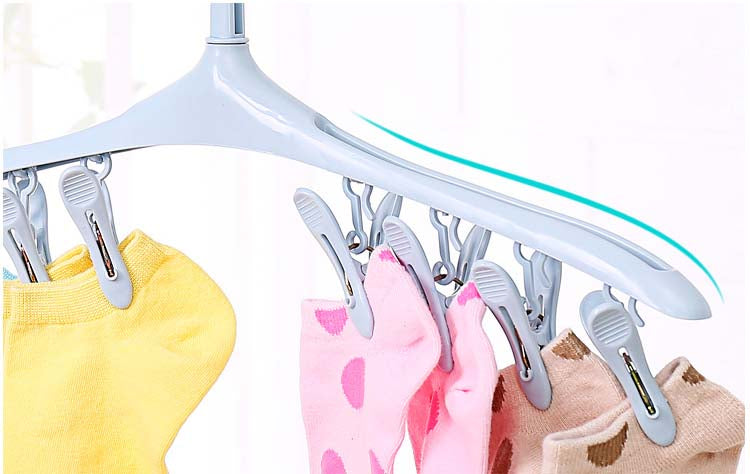 Plastic Portable Bathrooms Cloth Hanger Rack with Detachable clips Clothespin Clothes Hangers Socks Underwear drying Clips