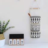 Black white Pattern Cotton Linen Hanging Storage Bag 3 Pockets Wall Mounted Wardrobe Hang Bag Wall Pouch Cosmetic Toys Organizer