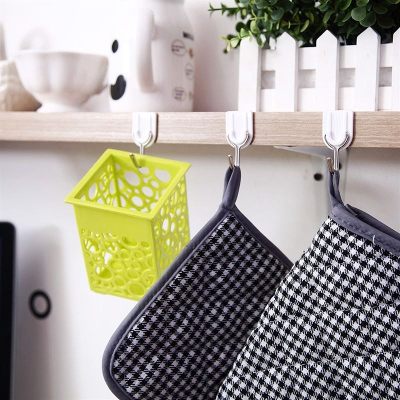 6PCS Strong Adhesive Hook Wall Door Sticky Hanger Holder Kitchen Bathroom White hangers for clothes