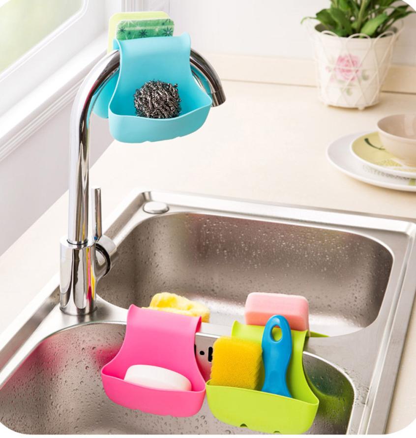 High-quality Double Sink Caddy Saddle Style Kitchen Organizer Storage Sponge Holder Rack Tool m21