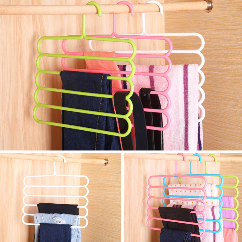 Five-layer drying racks multi-functional innovative hanger multi-storey scarf racks anti-slip pants folder