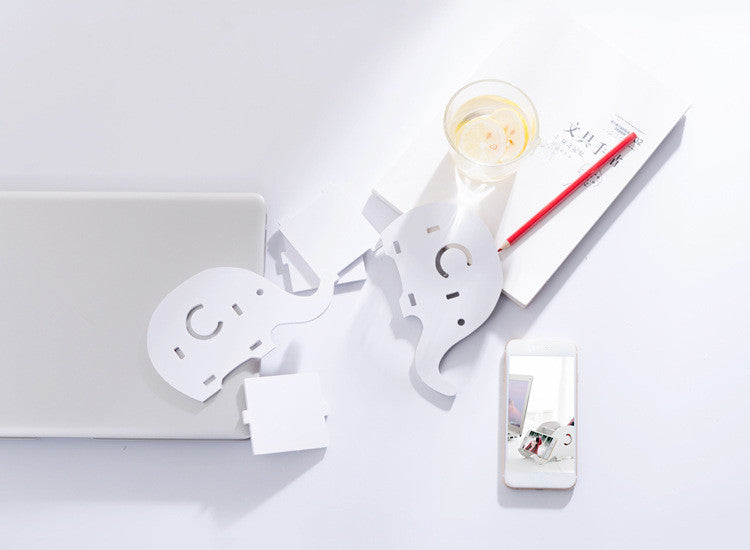 Home Office Desktop Elephant Wood Box Sundries Organizer Stationery Pencil Holder Phone Holder Pen Bracket Stand Storage Rack