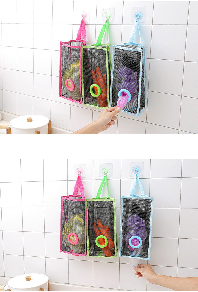 kitchen garbage bags hanging storage mesh bag convenient extraction storage bag organizer