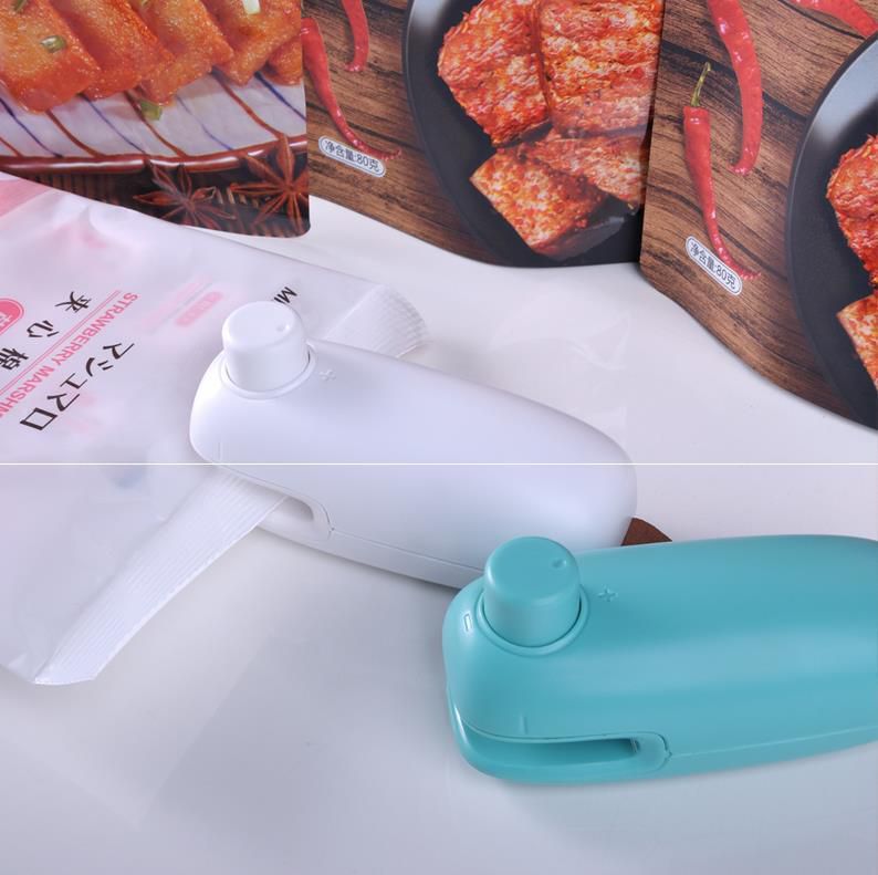 2 in1 Mini Portable Handheld Heat Sealer Useful Blue Plastic Sealing Bag Cutter Resealer Heat Sealing Machine Vacuum Packing