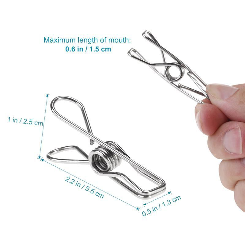 20pcs Multipurpose Stainless Steel Clips Clothes Pins Pegs Holders Clothing Clamps Sealing Clip Household Clothespin