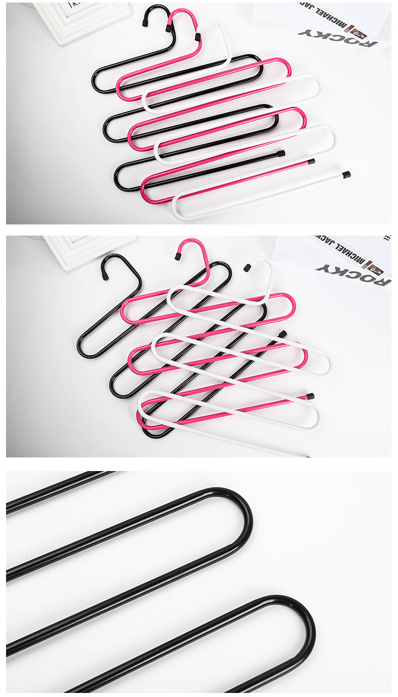 5 Tier Iron Racks S Shape Trousers Hanger Clothing Wardrobe Storage Organization Drying Hanger 1PC