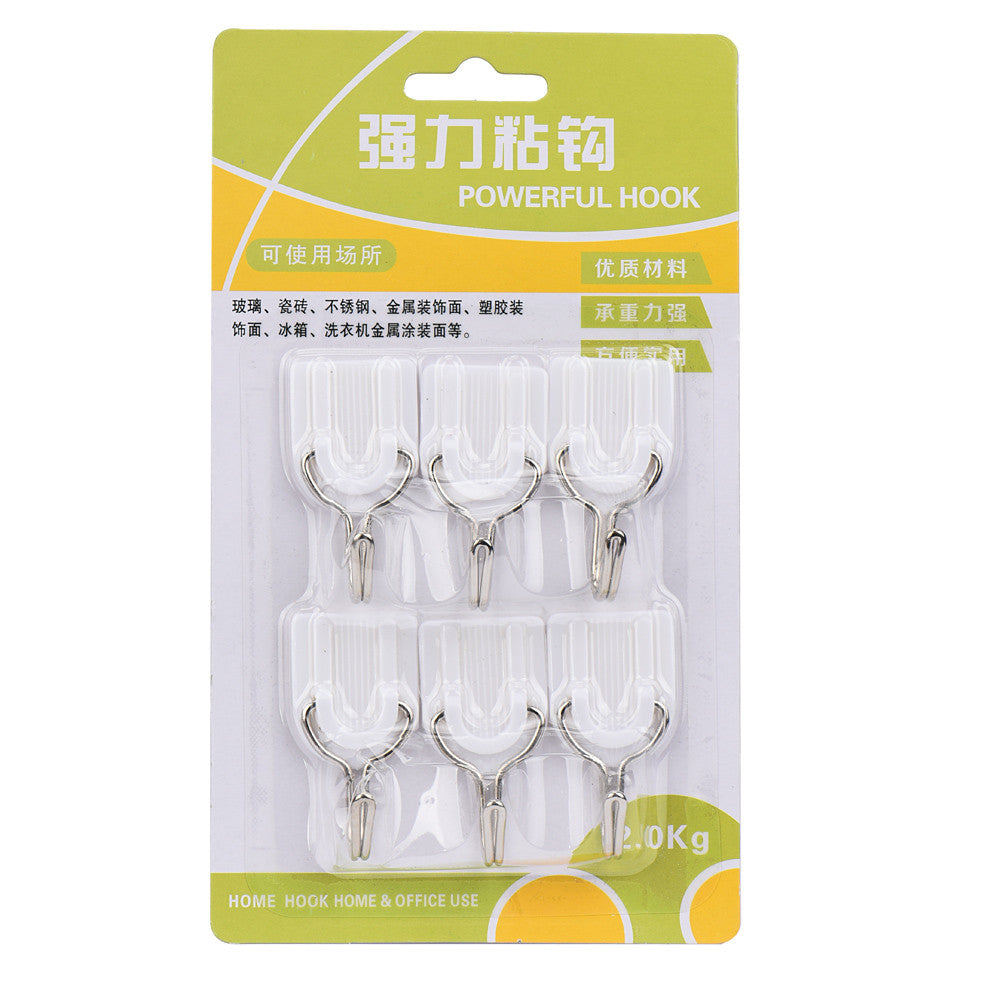 6PCS Strong Adhesive Hook Wall Door Sticky Hanger Holder Kitchen Bathroom White hangers for clothes