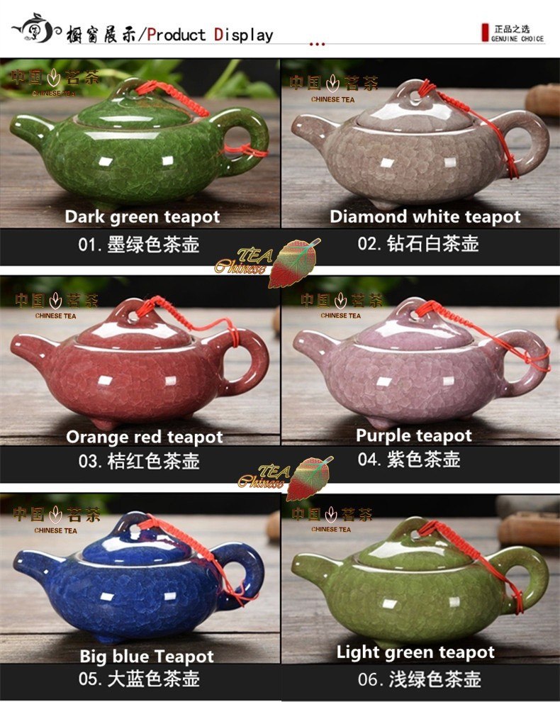 CJ238 Different Colours Handmade Chinese Traditional Calving Glaze Ceramic Tea Service Pottery Teapot Kettle Chinaware