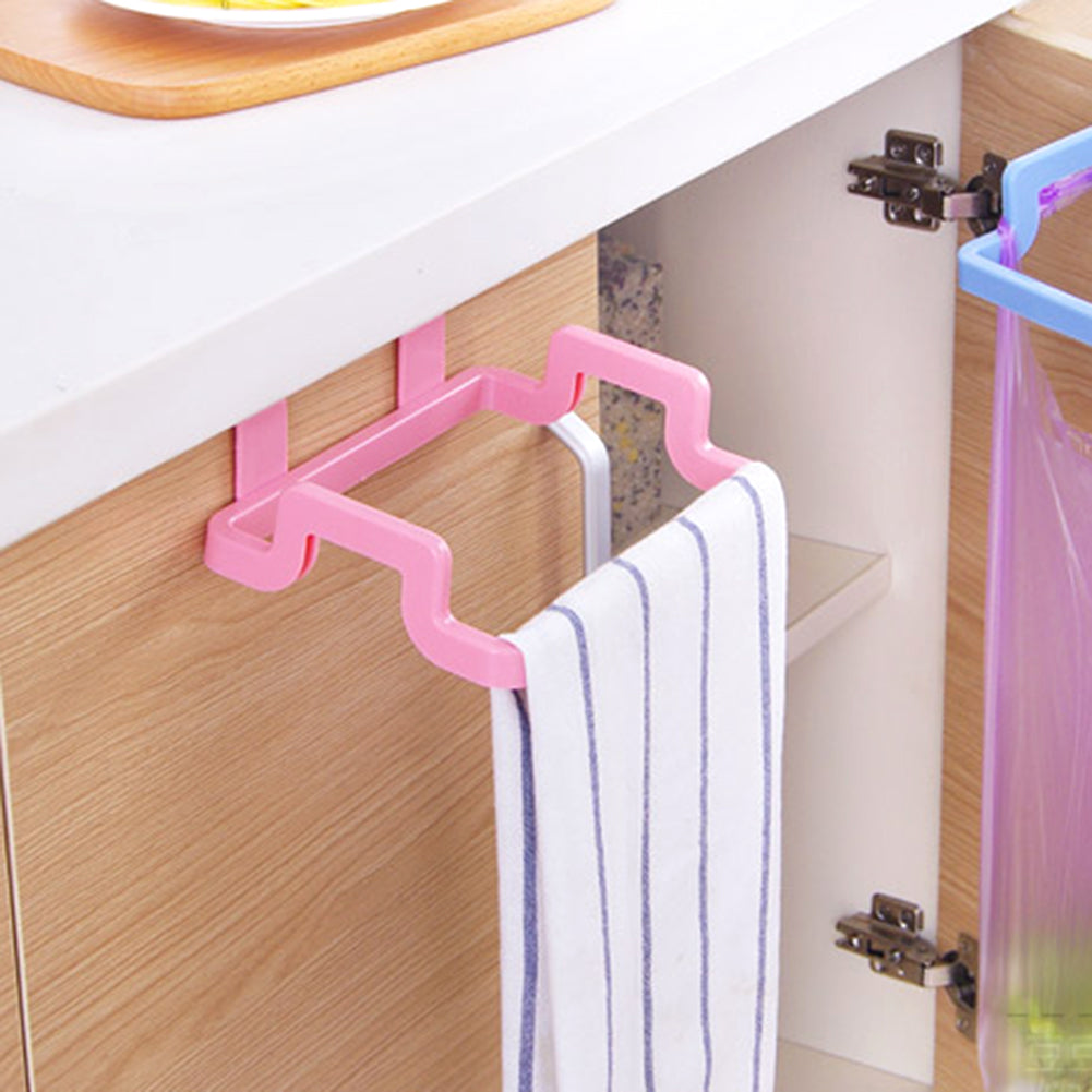 Garbage Bag Hanging Holder Cupboard Door Back Trash Rack Kitchen Cabinets Storage Towel Shelf Holders Storage