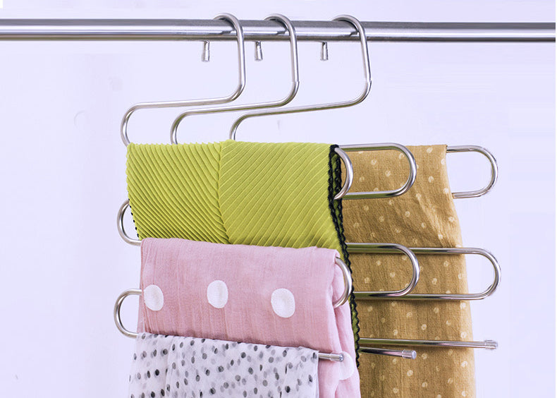 Multilayer Fish Bone Shape Stainless Steel Clothing Storage Racks Clothes Hanger Storage Holder Wardrobe Laundry Drying Rack