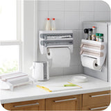 Plastic Refrigerator Cling Film Storage Rack Wrap Cutter Wall Hanging Paper Towel Holder Kitchen Organizer