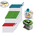 12pcs/lot Reusable Mesh Produce Bags Washable Eco Friendly Bags for Grocery Shopping Storage Fruit Vegetable Toys Sundries