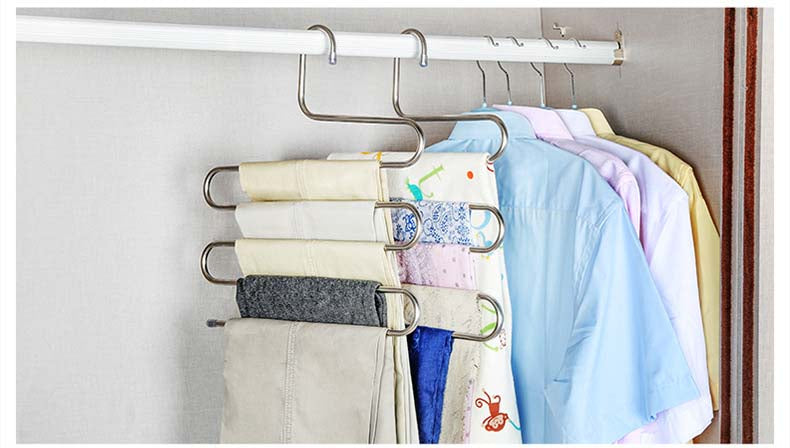 5 layers S Shape MultiFunctional Clothes Hangers Pants Storage Hangers Cloth Rack Multilayer Storage Cloth Hanger 1PC