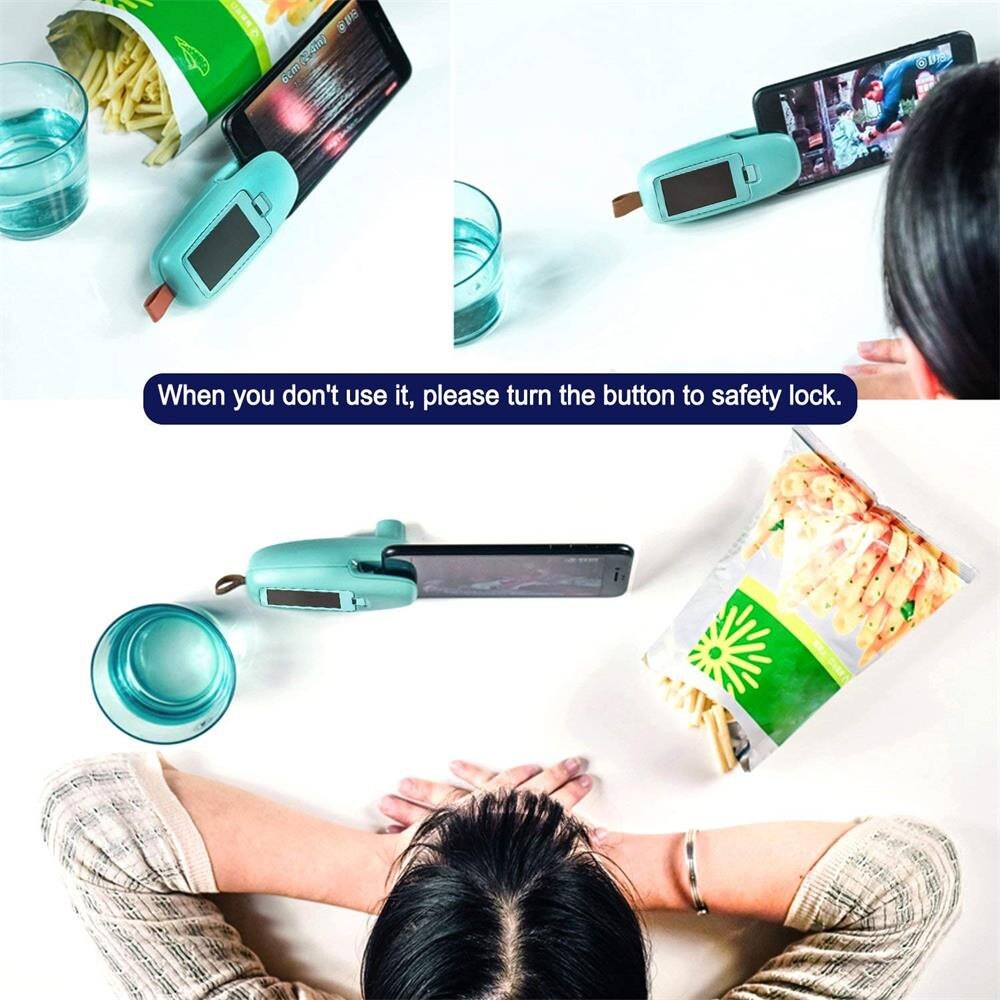 2 in1 Mini Portable Handheld Heat Sealer Useful Blue Plastic Sealing Bag Cutter Resealer Heat Sealing Machine Vacuum Packing