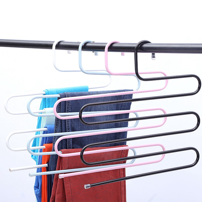 Multilayer Fish Bone Shape Stainless Steel Clothing Storage Racks Clothes Hanger Storage Holder Wardrobe Laundry Drying Rack