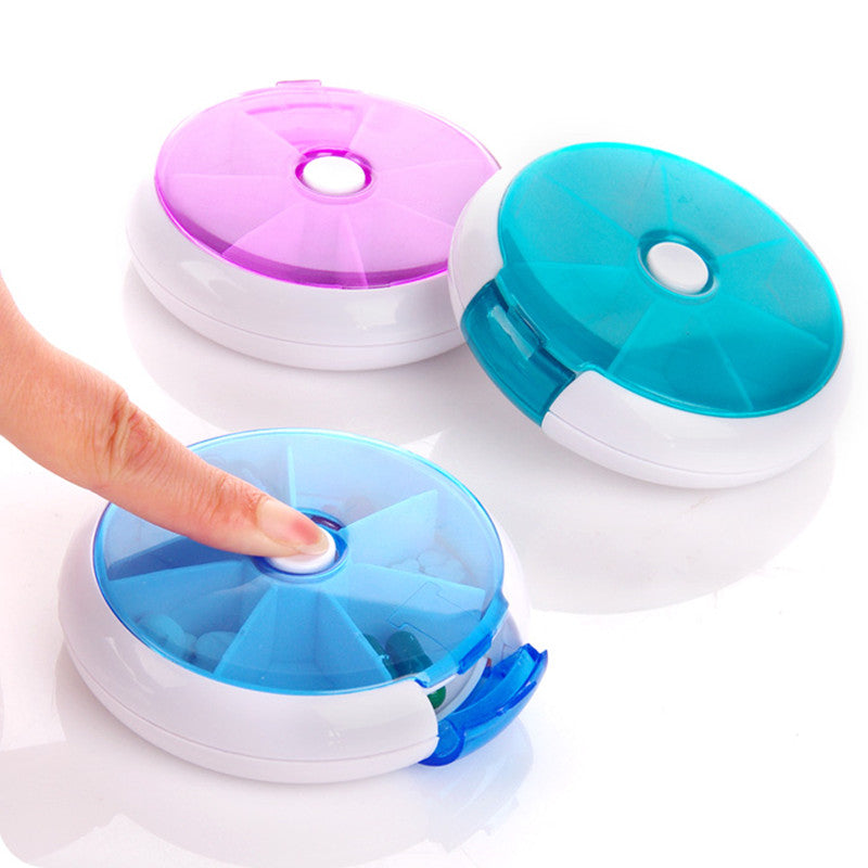New 7 Slots button rotary Pill Cases Jewelry candy box Storage Box Vitamin Medicine Pill Box Storage Case Container
