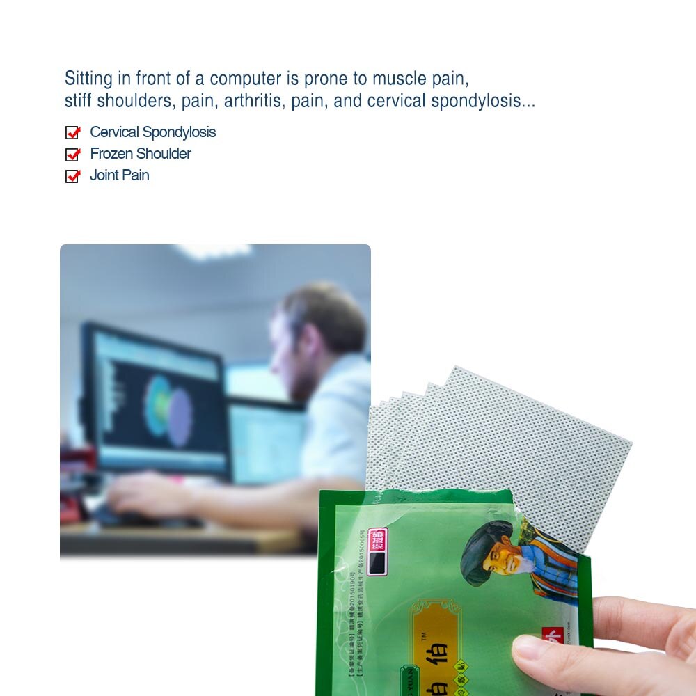 8Pcs/Bag Self-heating Green Plaster China Traditional Plaster Shen Nong Miao Cold Stick Pain Relief Patch