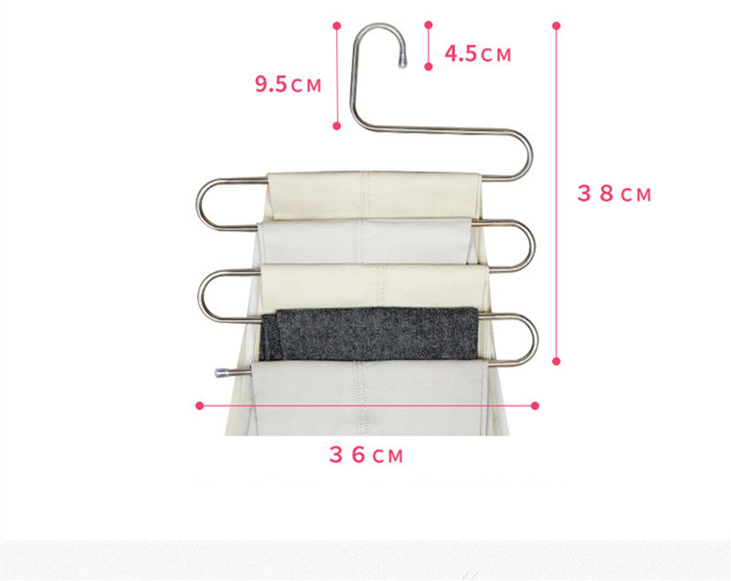 5 layers S Shape MultiFunctional Clothes Hangers Pants Storage Hangers Cloth Rack Multilayer Storage Cloth Hanger 1PC
