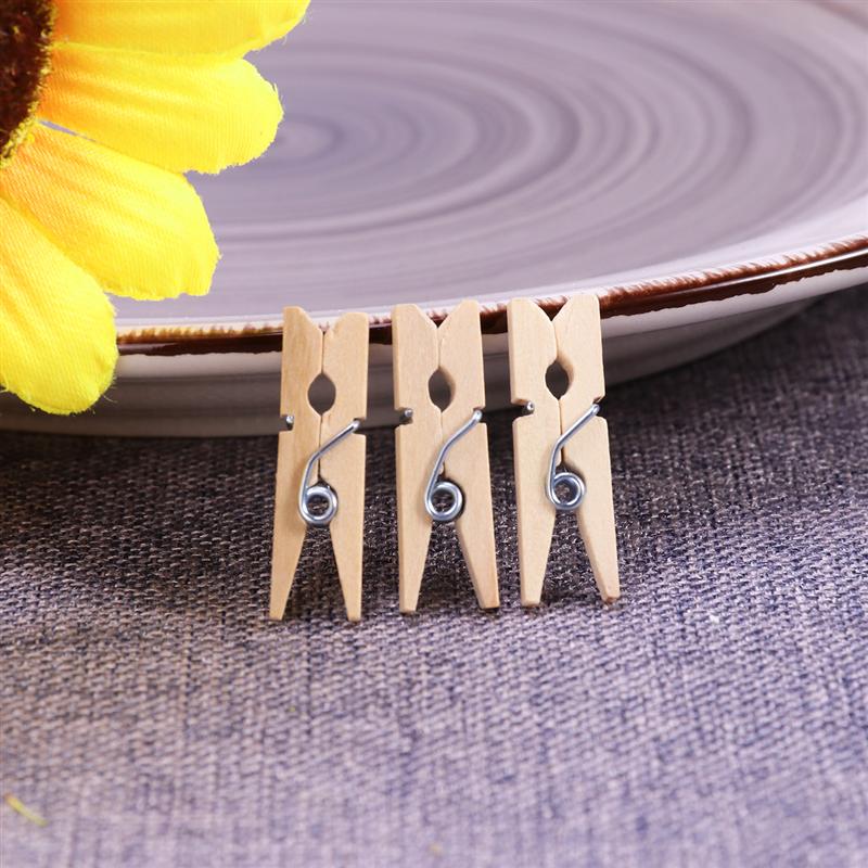 100pcs 2.5CM Hot Sale Mini Natural Wooden Clothes Photo Paper Peg Pin Clothespin Craft Clips School Office Stationery