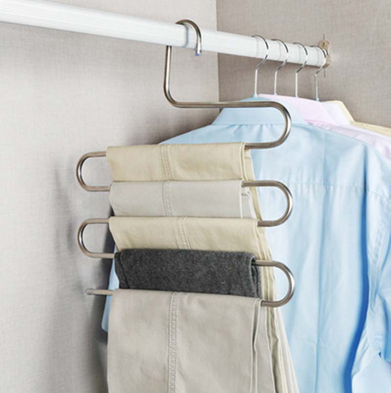 5 layers S Shape MultiFunctional Clothes Hangers Pants Storage Hangers Cloth Rack Multilayer Storage Cloth Hanger 1PC