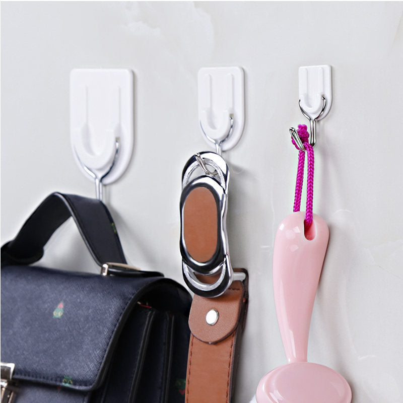 6PCS Strong Adhesive Hook Wall Door Sticky Hanger Holder Kitchen Bathroom White hangers for clothes
