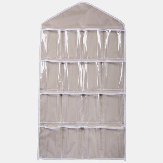 16 Pockets 78*42cm Household Clear Hanging Bag Socks Bra Underwear Rack Hanger Storage Organizer Wardrobe New