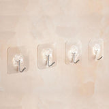 6pcs Transparent Strong Self Adhesive Door Wall Hangers Towel Mop Handbag Holder Hooks For Hanging Kitchen Bathroom Accessories
