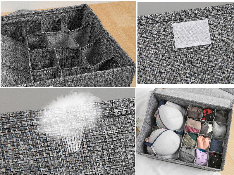 Washable Bra Underwear Storage Box With Cover linen Folding Cases Necktie Socks Underwear Clothing Organizer Container