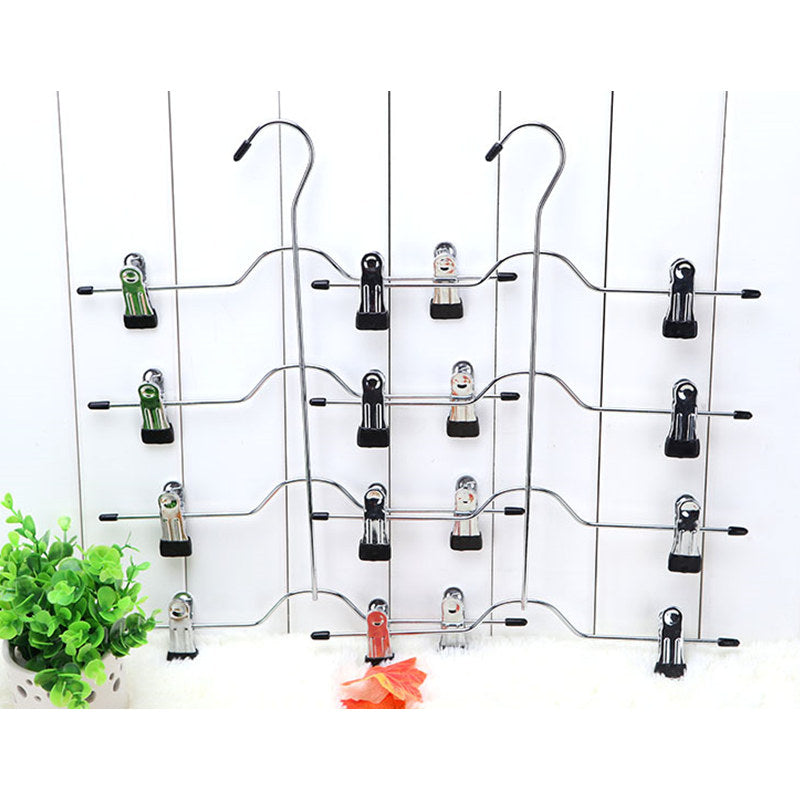 1 PC 32.5*36 cm 4-layer Pants Rack Trousers Skirt Jeans Socks Hanger Drying Rack 8 Clips Wardrobe Space Saving Storage Organizer
