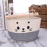 Retro Style and Water Proof Design New Cotton Cartoon Cat Hanging Storage Bag