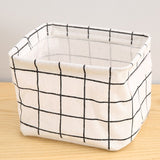 Grid Cotton Linen Office Desktop Storage Organizer Sundries Storage Box Cabinet Underwear Storage Basket Container
