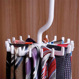 Neck Tie Holder Space Saving Multifunction 1 PC Plastic 20 Hooks 360 Degree Rotating Belt Rack Neck Tie Hanger