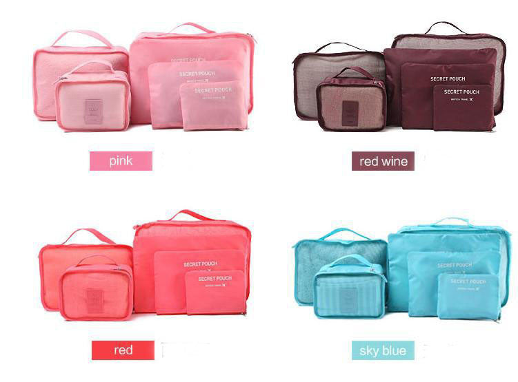 Travel Storage Bag Set  6 PCS For Clothes Tidy Organizer Pouch Suitcase Handbag Home Closet Divider Drawer Organiser
