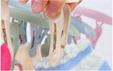 Plastic Portable Bathrooms Cloth Hanger Rack with Detachable clips Clothespin Clothes Hangers Socks Underwear drying Clips